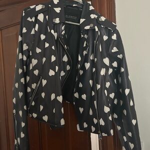 Eloquii Black and White Heart Print Women's Jacket